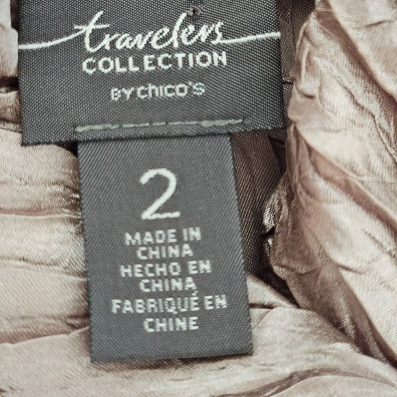 Chico's Travelers Top Sz Large Crinkle Textured Cowl Neck Lightweight Gold - Picture 6 of 10
